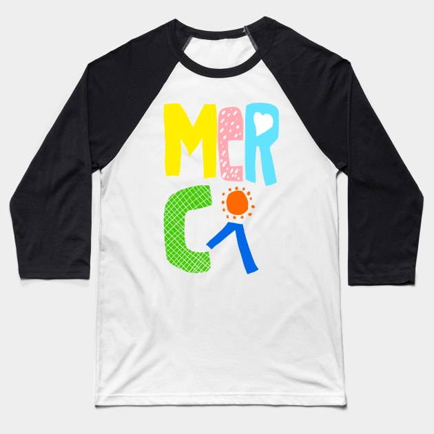 Be Thankful, Collage version of "merci" Baseball T-Shirt by thecolddots